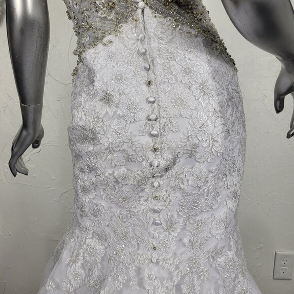 NWT~$1895~ALLURE BRIDALS~6/8~WHITE RHINESTONE MERMAID FIT & FLARE WEDDING DRESS - Picture 12 of 16
